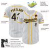 Custom White Navy Pinstripe Navy-Gold Authentic Baseball Jersey