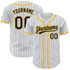 Custom White Navy Pinstripe Navy-Gold Authentic Baseball Jersey