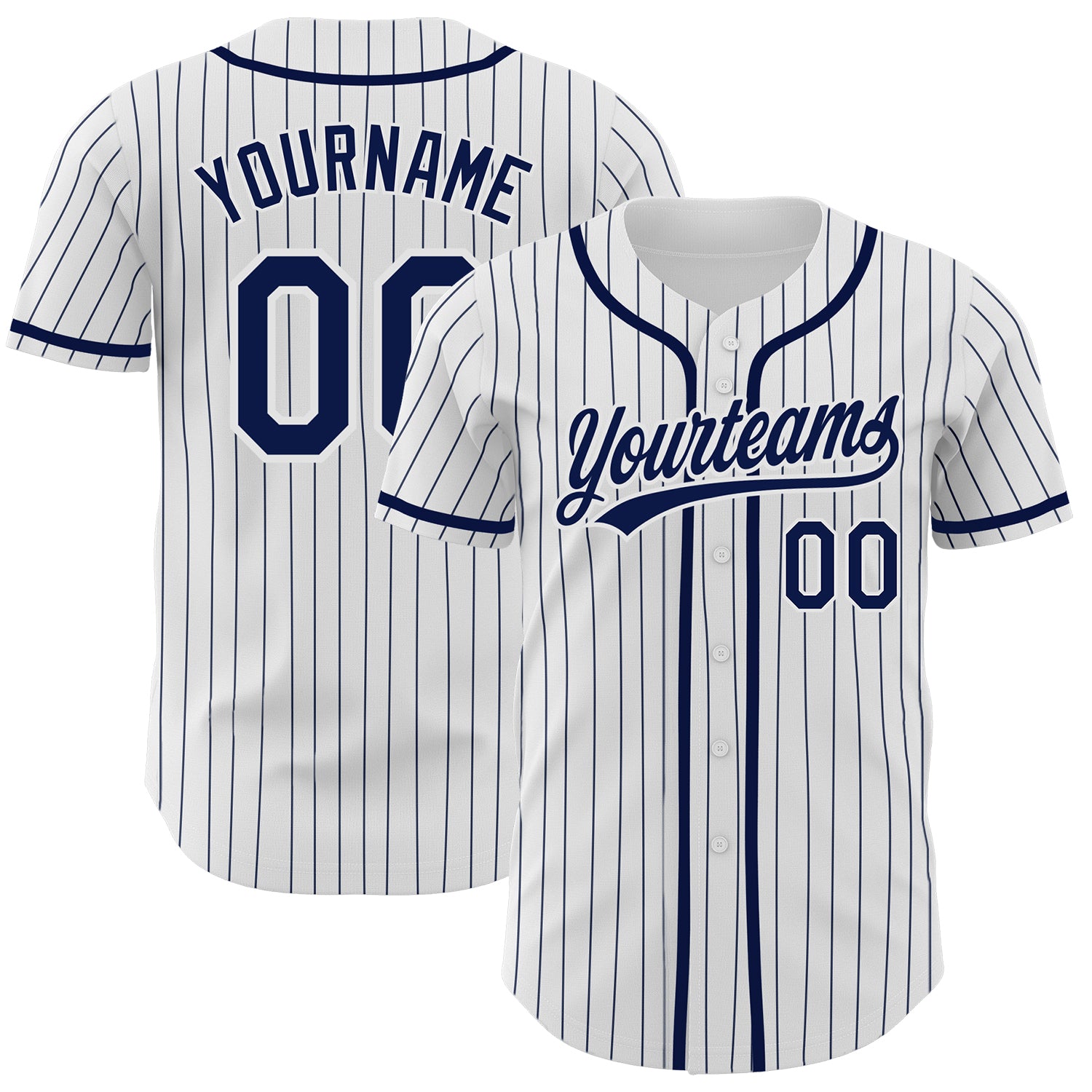 Custom White Navy Pinstripe Navy Authentic Baseball Jersey