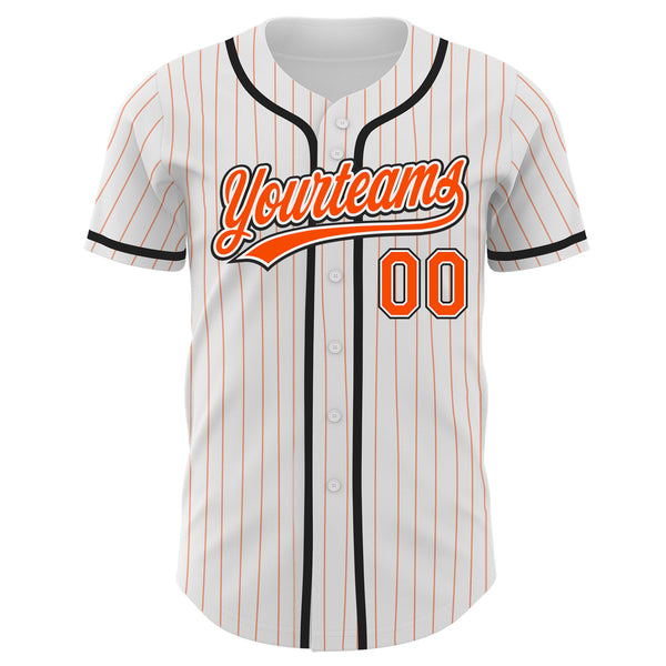 Custom Baseball Jersey Gray Black Pinstripe Orange-Black Authentic Men's Size:XL