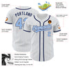 Custom White Light Blue Pinstripe Light Blue-Navy Authentic Baseball Jersey