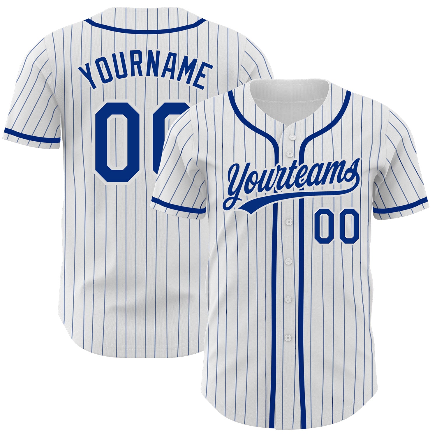 Custom White Royal Pinstripe Royal Authentic Baseball Jersey