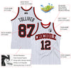 Custom White Black Pinstripe Black-Red Authentic Basketball Jersey