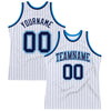 Custom White Navy Pinstripe Navy-Blue Authentic Basketball Jersey