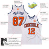 Custom White Orange Pinstripe Orange-Navy Authentic Basketball Jersey