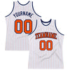 Custom White Orange Pinstripe Orange-Navy Authentic Basketball Jersey