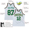 Custom White Kelly Green Pinstripe Kelly Green Old Gold-Black Authentic Basketball Jersey