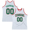 Custom White Kelly Green Pinstripe Kelly Green-Red Authentic Basketball Jersey