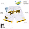 Custom White Black-Gold Authentic Throwback Basketball Shorts