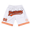 Custom White Orange-Navy Authentic Throwback Basketball Shorts