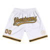 Custom White Old Gold-Black Authentic Throwback Basketball Shorts