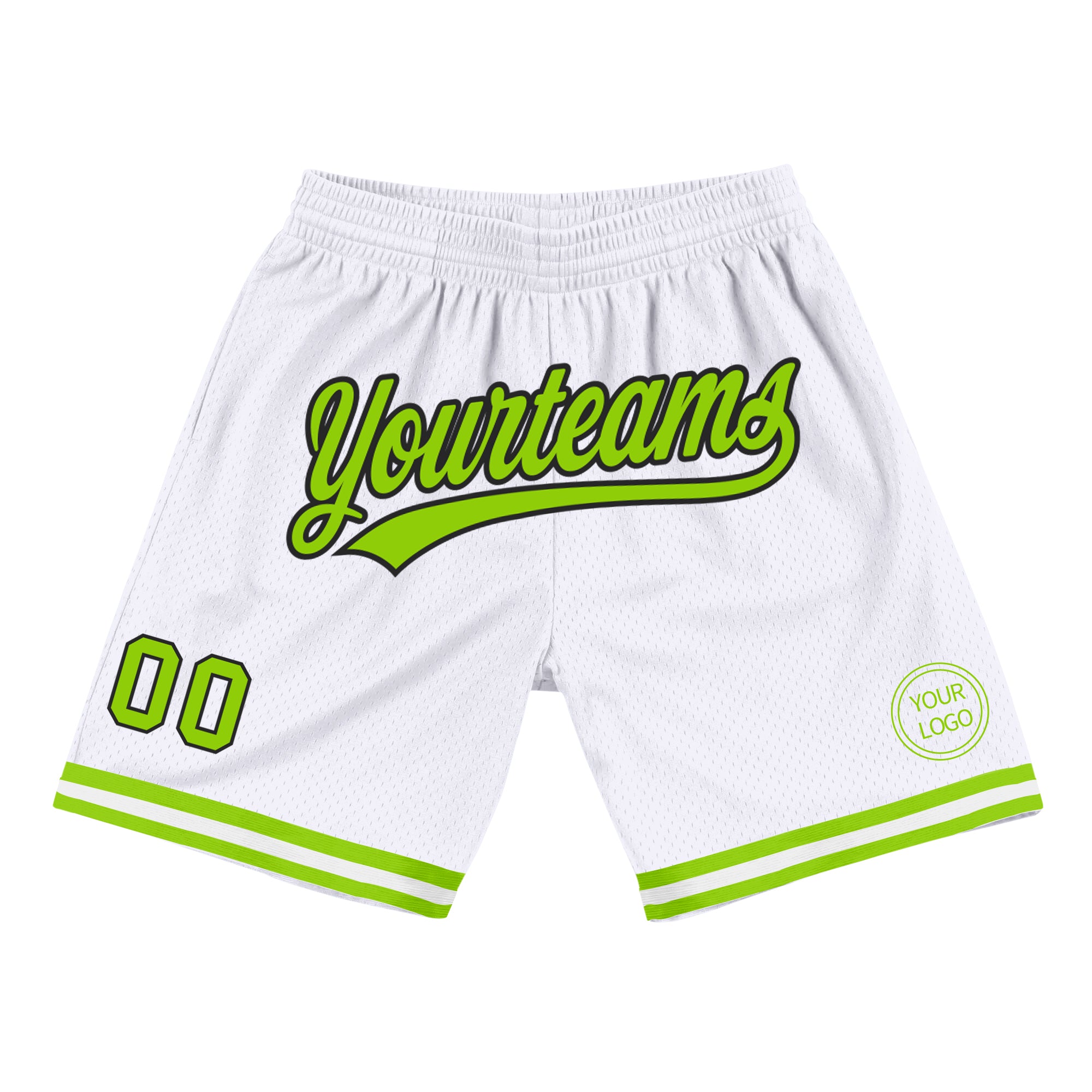 FANSIDEA Custom White Kelly Green Authentic Throwback Basketball Shorts Youth Size:S