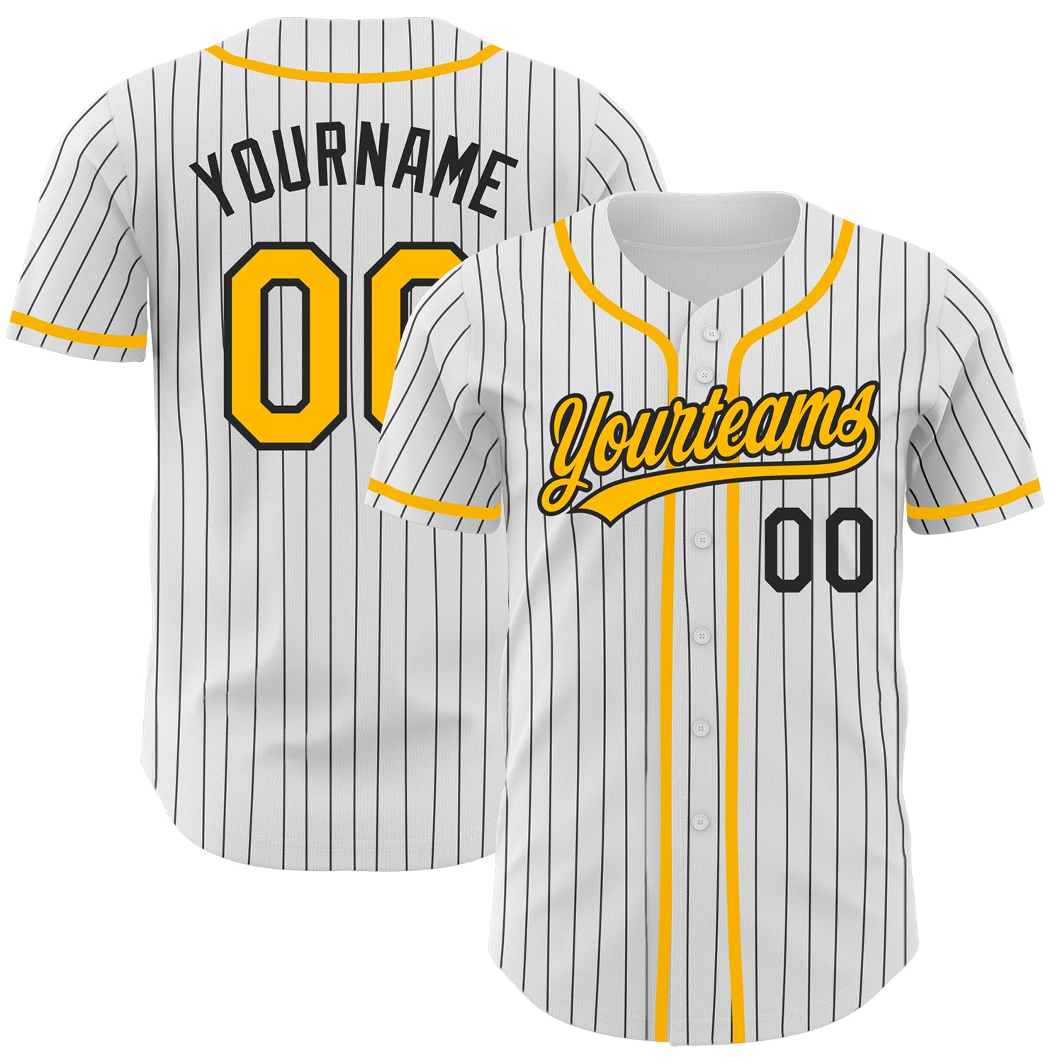 Custom Pinstripe Baseball Jersey Brown White Gold-White Authentic - FansIdea