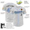 Custom White Black Pinstripe Light Blue Authentic Baseball Jersey