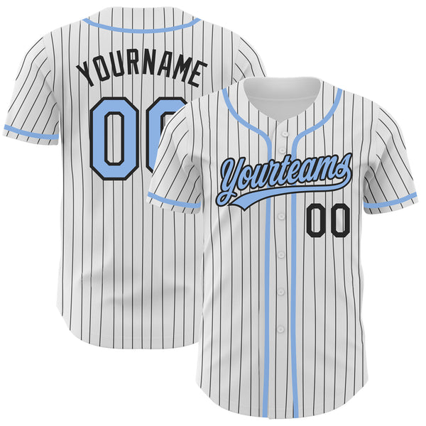 Custom White Light Blue Pinstripe Light Blue-Steel Gray Authentic Baseball  Jersey Clearance – FanCustom