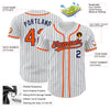 Custom White Navy Pinstripe Orange Authentic Baseball Jersey