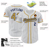 Custom White Navy Pinstripe Old Gold Authentic Baseball Jersey