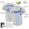 Custom White Navy Pinstripe Light Blue Authentic Baseball Jersey