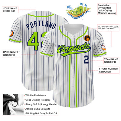 Custom Logo Name Number Neon Green Pinstripe Baseball Jersey