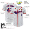 Custom White Royal Pinstripe Royal-Red Authentic Baseball Jersey