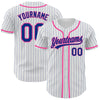 Custom White Royal Pinstripe Royal-Pink Authentic Baseball Jersey