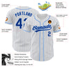 Custom White Royal Pinstripe Royal-Light Blue Authentic Baseball Jersey