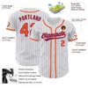 Custom White Purple Pinstripe Orange Authentic Baseball Jersey