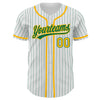 Custom White Kelly Green Pinstripe Gold Authentic Baseball Jersey