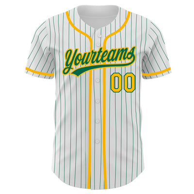 Custom White Kelly Green Pinstripe Pink-Kelly Green Authentic Baseball  Jersey