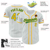 Custom White Kelly Green Pinstripe Gold Authentic Baseball Jersey