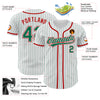 Custom White Kelly Green Pinstripe Kelly Green-Red Authentic Baseball Jersey