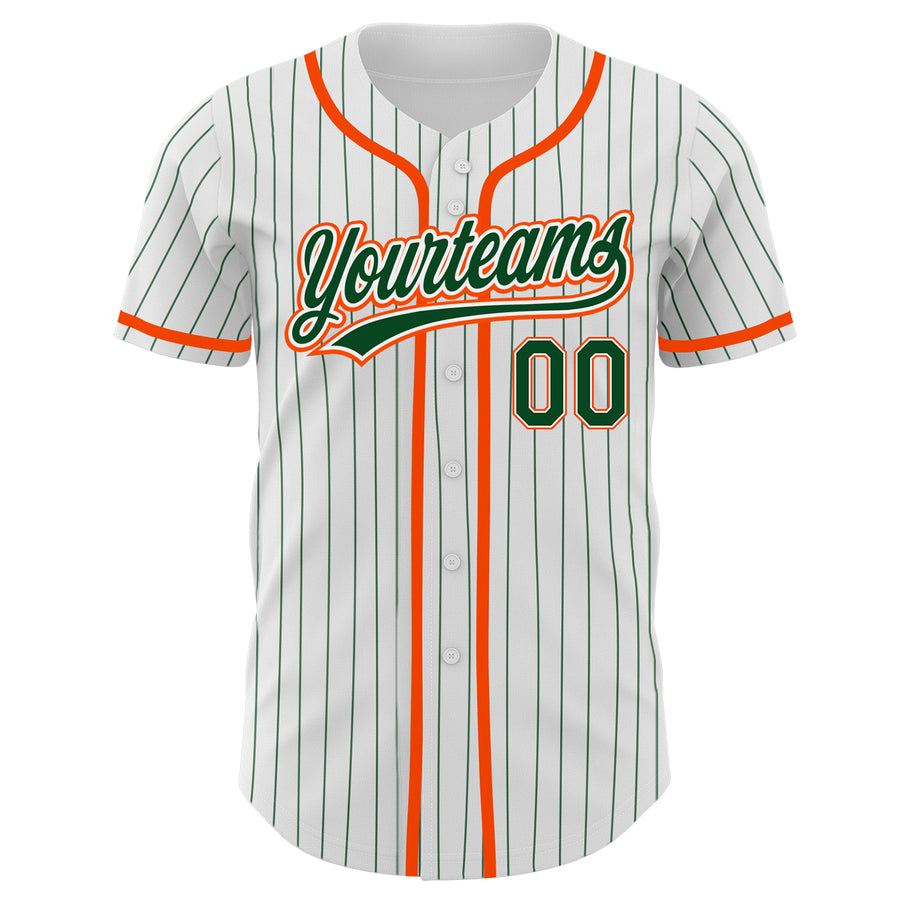 Custom Pinstripe Baseball Jersey Yellow Green Green-White