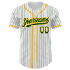 Custom White Green Pinstripe Green-Gold Authentic Baseball Jersey