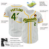 Custom White Green Pinstripe Green-Gold Authentic Baseball Jersey