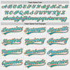 Custom White Teal Pinstripe Teal-Orange Authentic Baseball Jersey