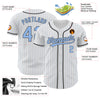 Custom White Light Blue Pinstripe Light Blue-Steel Gray Authentic Baseball Jersey