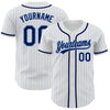 Custom White Light Blue Pinstripe Navy Authentic Baseball Jersey