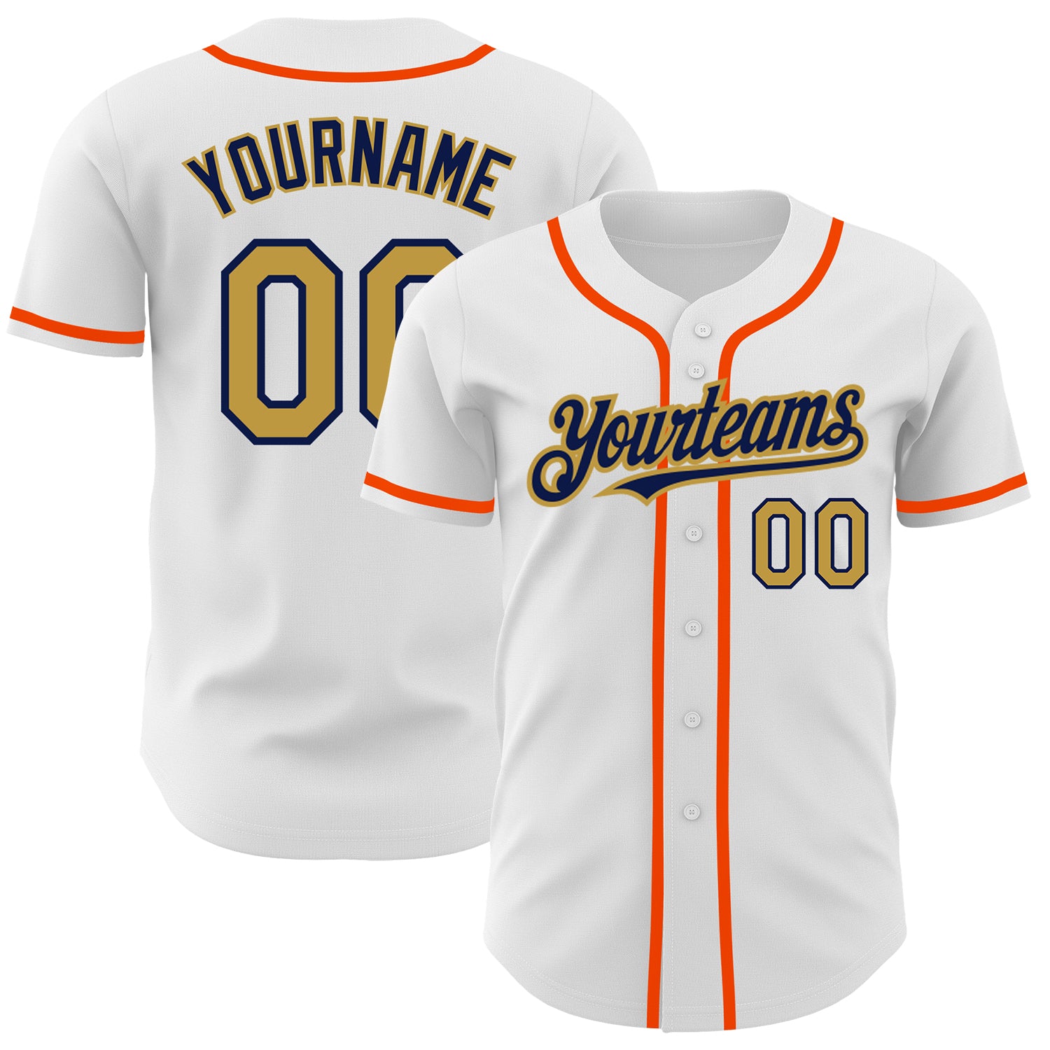 Custom Navy Orange-White Authentic Baseball Jersey Discount