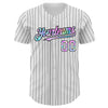 Custom White Black Pinstripe Tie Dye Authentic Baseball Jersey