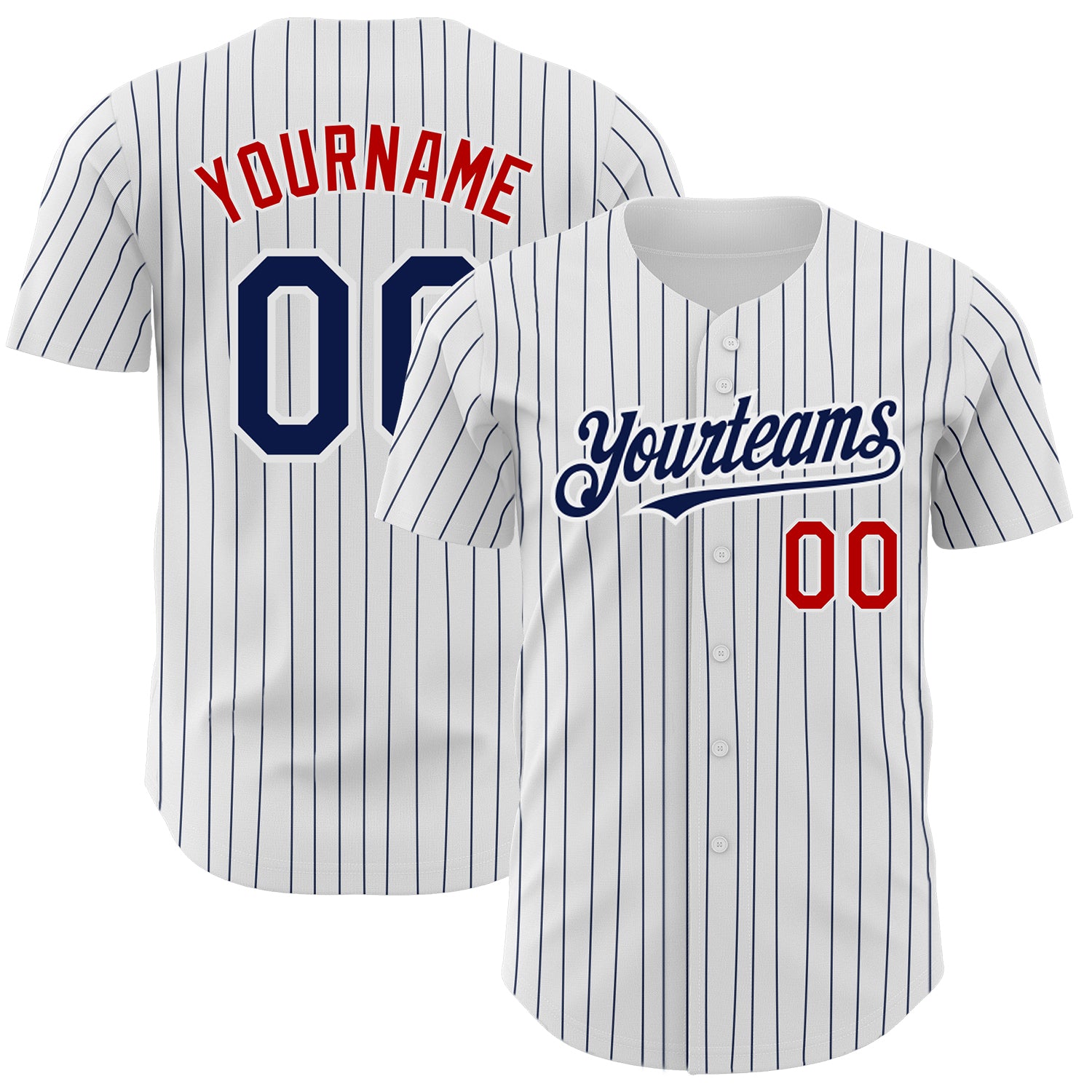 Custom Red White-Navy Authentic Baseball Jersey – FanCustom