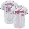 Custom White Light Blue Pinstripe Red Authentic Baseball Jersey