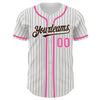 Custom White Brown Pinstripe Pink Authentic Baseball Jersey