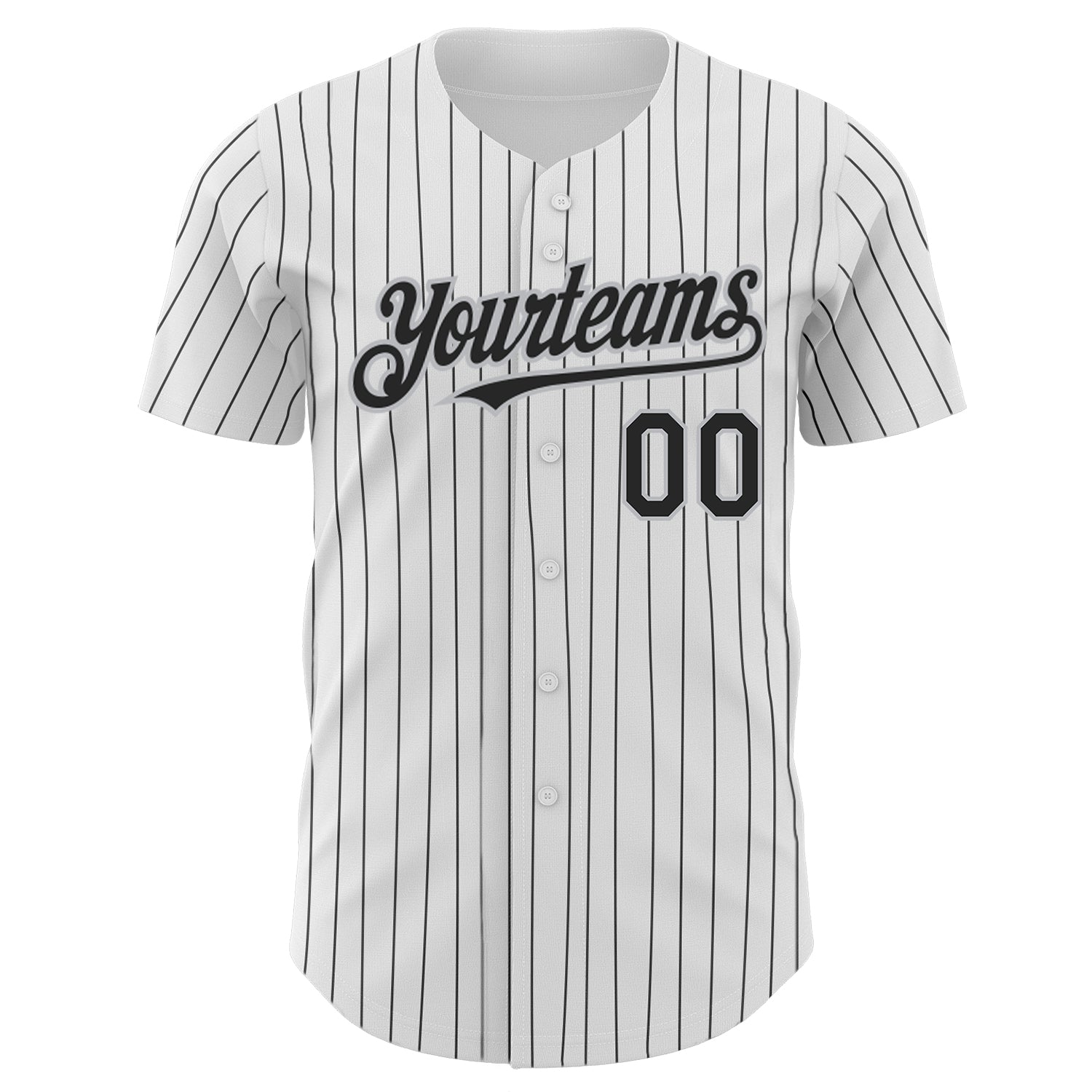 Custom Black Gray Pinstripe White-Gray Authentic Baseball Jersey