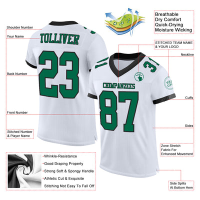 Custom Black Kelly Green-White Mesh Authentic Football Jersey