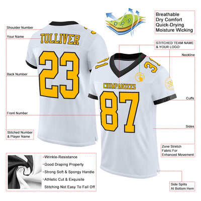 Custom Black Football Jersey-Gold Mesh Authentic - FansIdea