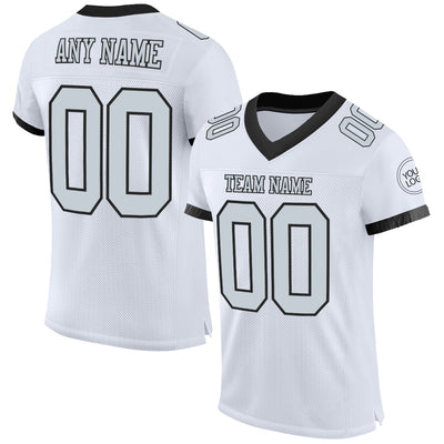 Custom White Football Jersey Red-Black Mesh Authentic - FansIdea