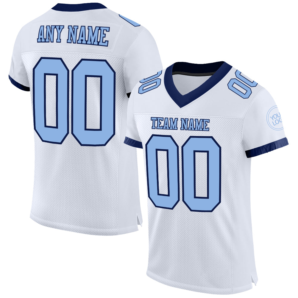 Custom Red White-Light Blue Authentic Football Jersey Preschool Size:M