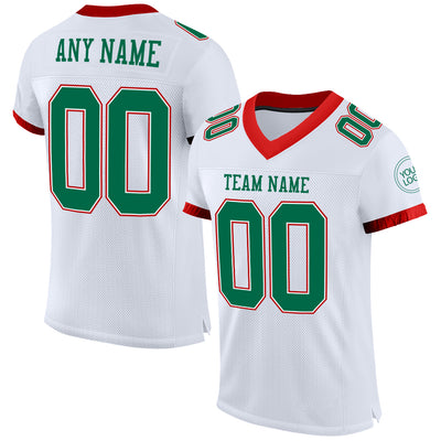 Custom White Football Jersey Red-Black Mesh Authentic - FansIdea