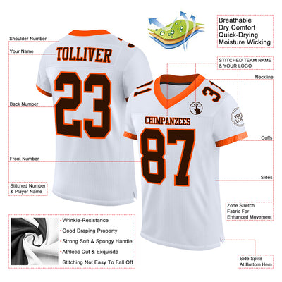 Custom Orange White-Black Mesh Authentic Football Jersey - FansIdea