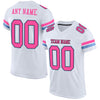 Custom White Pink Black-Light Blue Mesh Authentic Football Jersey